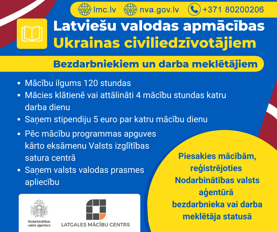 Latviešu valodas apmācības Ukrainas civiliedzīvotājiem